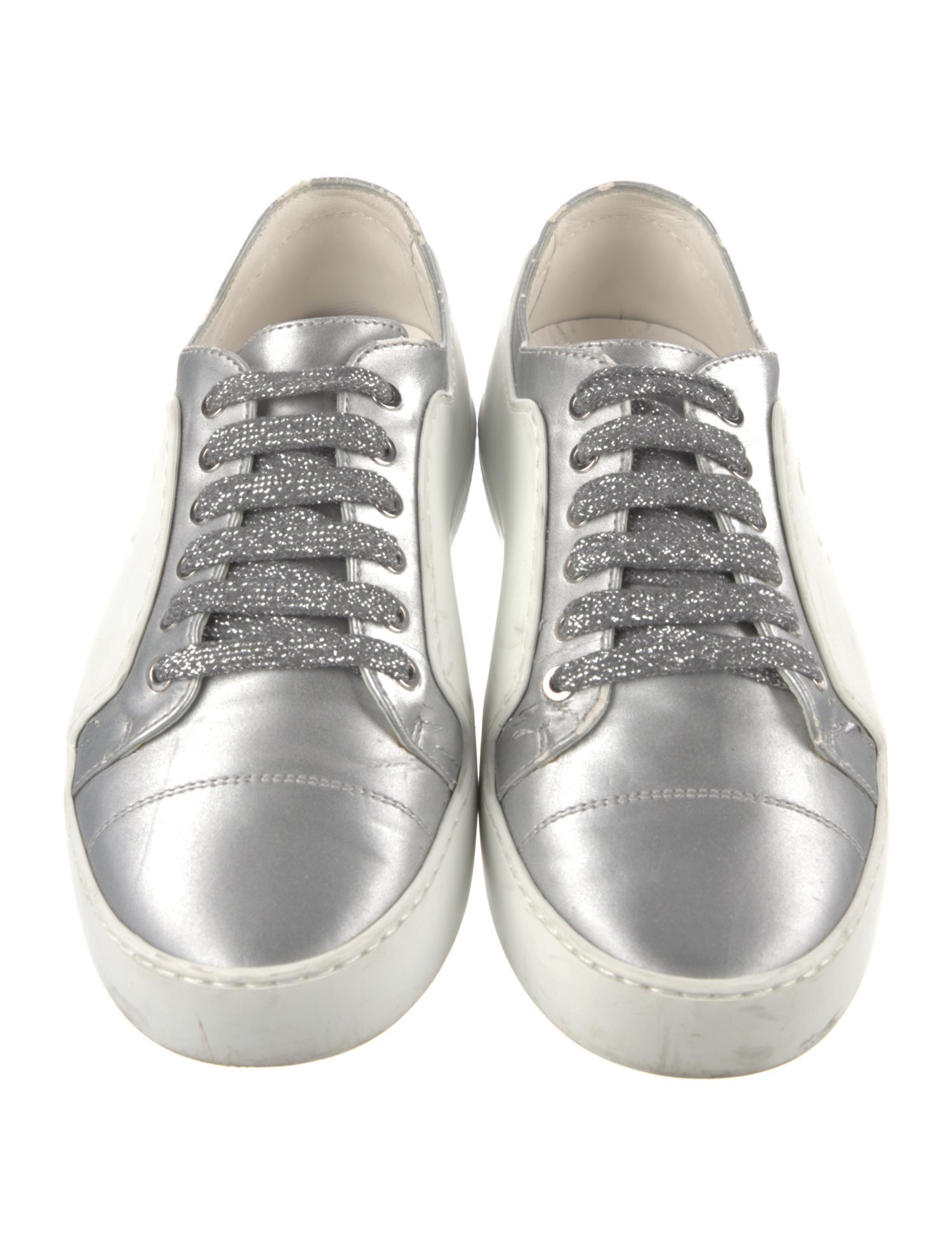 Chanel Interlocking CC Logo Leather Sneakers